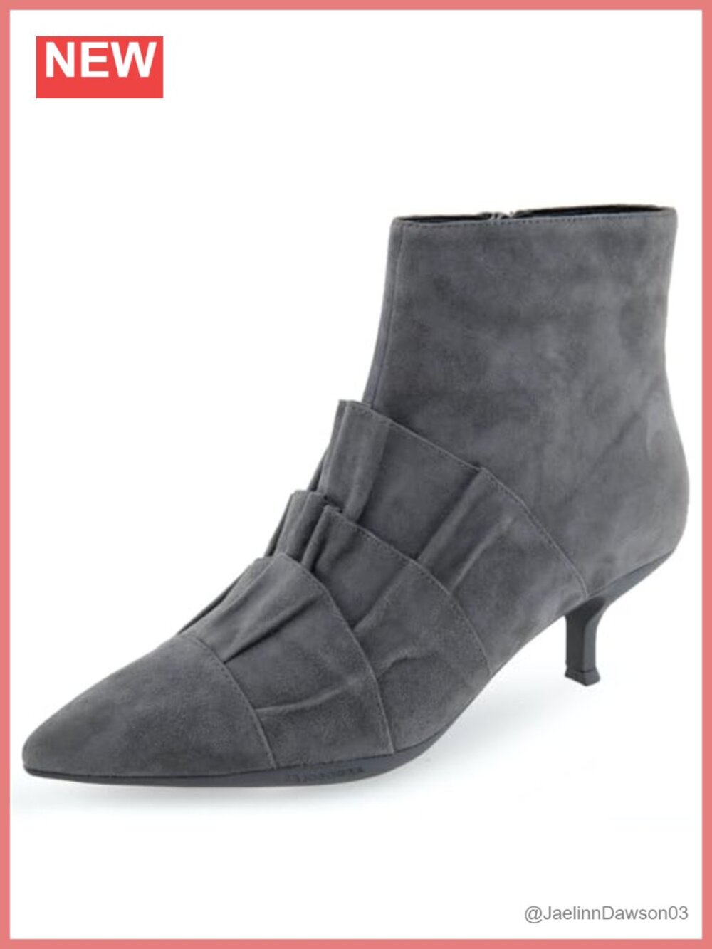 Suede Pointed Toe Ankle Booties with Kitten Heel